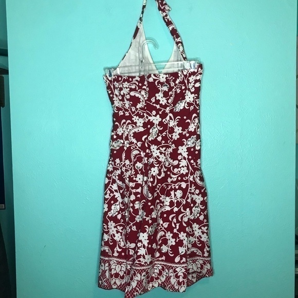 Red and white floral paisley pinup dress y2k - Picture 2 of 5